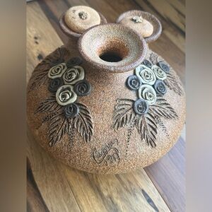 Vintage Carma Pottery Vase – Handcrafted Textured Stoneware Signed
